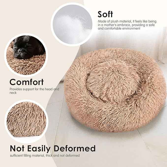 Dog Beds Large Sized Dog and Cats, 32in Pet Beds for Large Pet, Washable Indestructible Extra Large (Camel)