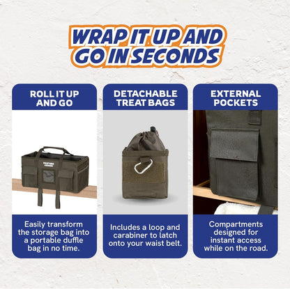 Panther Armor Dog Travel Bag Hanging Dog Organizer & Pet Storage Tote Bag for Supplies | Waterproof Door Storage & Closet Organizer | Food & Treat Container for Travel Accessories