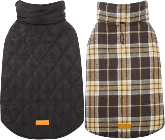 Kuoser Warm Dog Coat, Waterproof Dog Coats for X-Small Dogs, Adjustable Durable Doggie Winter Jacket Reversible Cozy Puppy Cold Weather Apparel from Small to Large Breed, New Brown XS