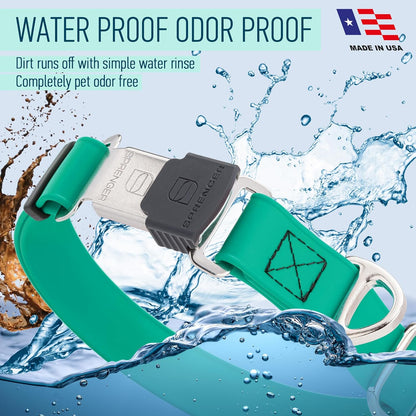 Dogline Biothane Waterproof Dog Collar with Herm Sprenger Stainless Steel Quick Release Buckle – Heavy Duty Tactical Durable Collar for Dogs – Comfortable and Safe Pet Collar, W 3/4" L 12-19", Teal
