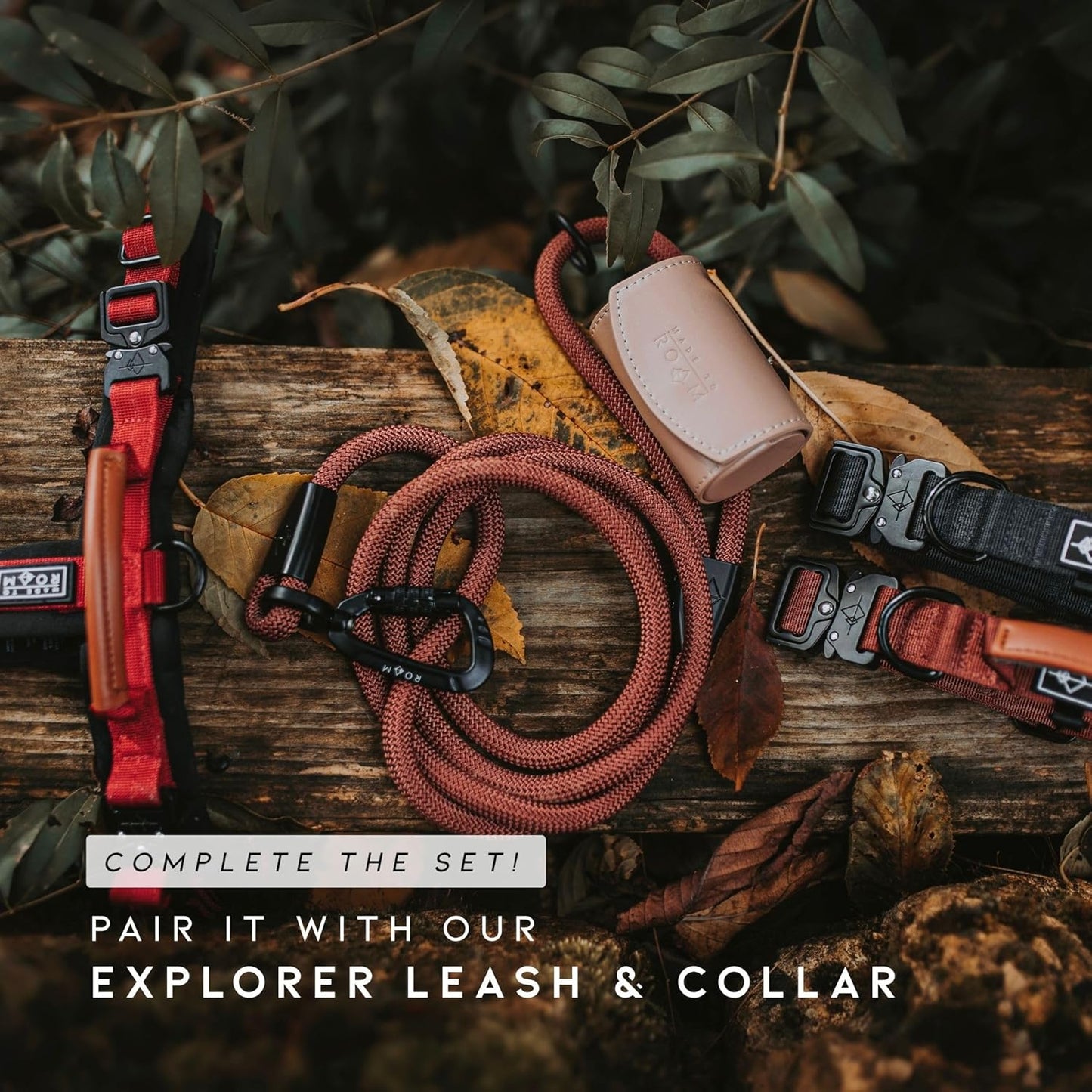 MADE TO ROAM Premium Explorer Harness - Y-Shaped Dog Harness with Adjustable Durable Nylon, Soft Padding, Metal Buckles and Leather Handle for Small, Medium, Large Dogs (California Horizon, Size 4)