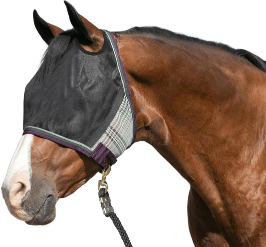 Kensington 90% UV Fly Mask Halter CatchMask UViator - Without Ears & Forelock Freedom Web Trim *Roomy Fit*- X-Large, Imperial Jade