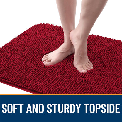 OLANLY Dog Door Mat for Muddy Paws 34x21, Absorbs Moisture and Dirt, Absorbent Non-Slip Washable Doormat, Quick Dry Chenille Mud Mat for Dogs, Entry Indoor Entryway Carpet for Inside Floor, Red