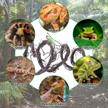 VCEPJH Large Reptile Vines Thick Terrarium Plants 118 Inches Long Flexible Climbing Branch Snake Tank Accessories Greenery Habitat Decor for Bearded Dragon Chameleon Gecko Frog Lizard (L)