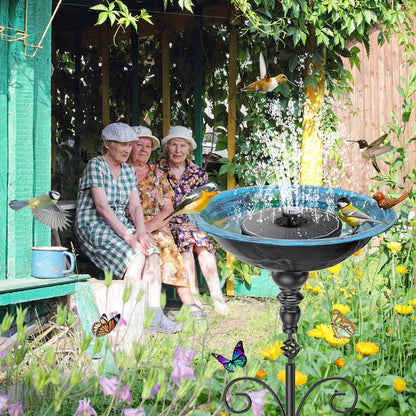 35In Tall Bird Bath for Outside, Vintage Metal Birdbaths & Birdfeeder with 5 Prong Bases for Outdoors, Freestanding Bird Baths Feeder Bowl with for Garden Yard Lawn Decor (Retro Blue)