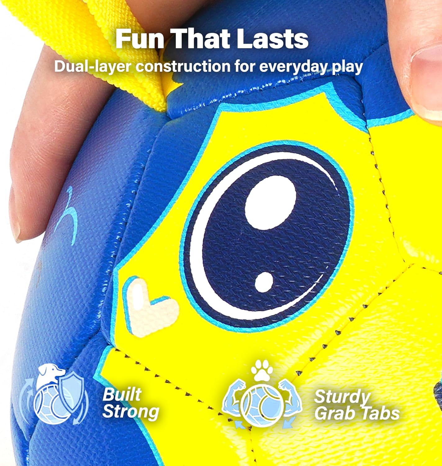 Race&Herd 7" Jolly Soccer Ball for Dogs - Tough Durable Dog Ball Toy with Straps, Pet Bouncy Herding Balls for Dogs, Floating Dog Balls with Tags for Water Fetch (BaaBaaBall, Soccer Sheep)