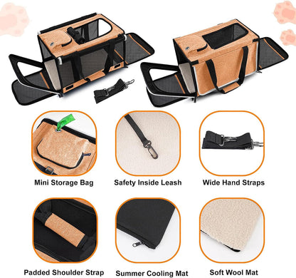 Dog Carry Bag for Puppy Pet Soft-Shell Portable Kennel Crate for 0-15 lbs Foldable Pomeranian Travel Cage Tea Cup Yorkie Carrier Purse Indoor Carrying Case Cat Supply Melon Tiny Dog Melon - Pawvie