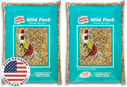 Valley Farms Wild Finch Mix 4 LB 2-Pack (8 LB Total) Wild Bird Food for Outside Feeders, Wild Bird Seed with Millet and Chopped Sunflower Hearts for Birds, Finch Seed for Finch Feeders