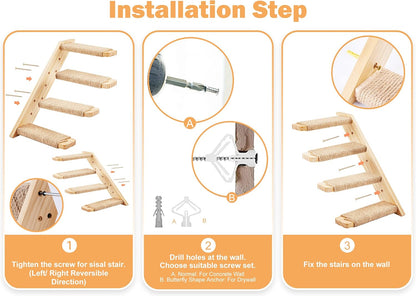 Cat Wall Furniture Set, 2PCS Cat Shelves & 2PCS 4 Steps Wall Shelves Stairs Tower Climbing Scratching Perches for Climbing Sleeping, Playing