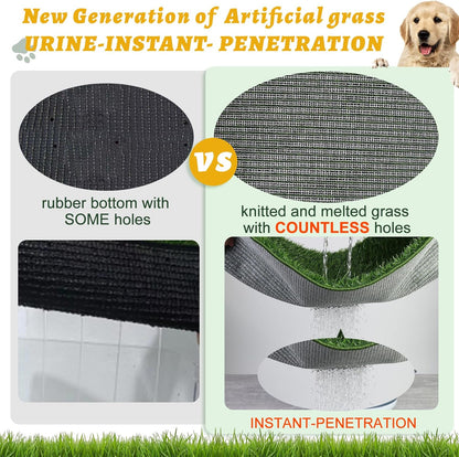 MEEXPAWS Dog Grass Pad With Tray/Foldable Liner Base Large, Litter Box Artificial Pee Pad for Indoor Potty, Odor Free Instant-Penetration Hemmed Edge, 2 PCS Reusable