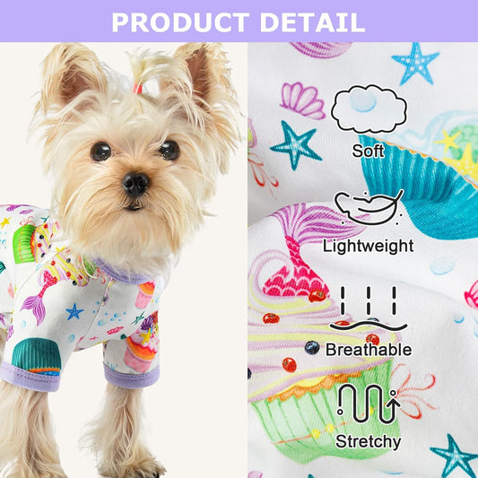 Dog Pajamas Pjs Summer Fall Dog Clothes for Small Dogs Girl - Boy - Medium Size Dogs, Soft Stretchy Puppy Clothes Doggie Onesies Cat Pet Jammies Outfit (Cake Purple, Small)