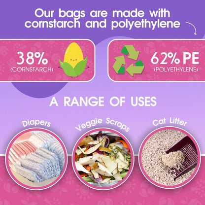 Pet N Pet 270 Counts Lavender Scented, Colorful Poop Bags for Dogs, 38% Plant Based & 62% PE Dog Poop Bags Rolls, Extra Thick Dog Waste Bag, Doggy Bag