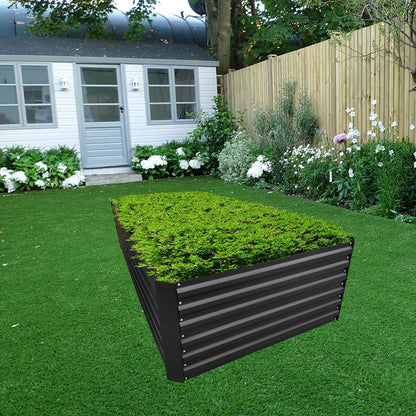 8x3x2FT Metal Raised Garden Bed Kit, Galvanized Outdoor Garden Bed Planter Box for Vegetables, Flowers, Herbs, Succulents and More, Black