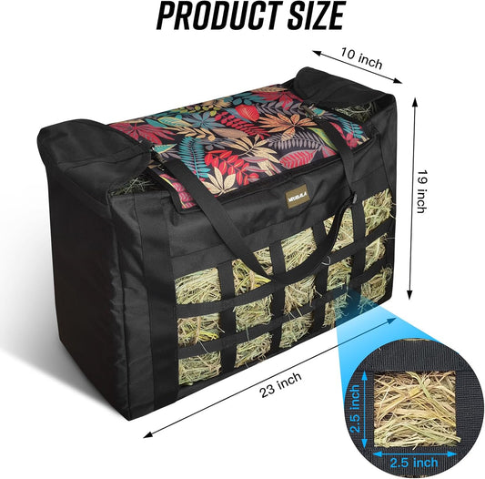 Hay Bag for Horses,Slow Feeder for Horse/Donkey/Goat, Premium 1680D Oxford Cloth,Easy to Fill and Hang with Extra Large Opening（Leaf）
