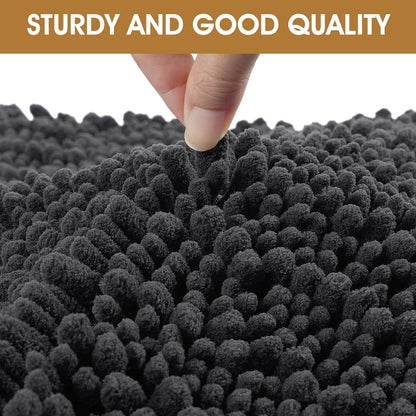 4 Pieces Muddy Door Mats for Dogs, Chenille Absorbent Pet Mats, Quick Dry, Trap Dirt Non Slip Heavy Indoor Doormat Soft Dog Bed Mat Front Inside Door Mat for Indoor Outdoor Entrance,Dark Grey