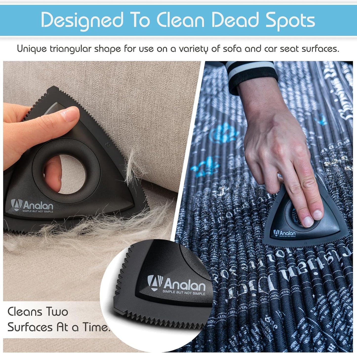 Analan Mini Pet Hair Remover for Car Detailing Supplies, Carpet Dog Hair Remover for Car Interior, Triangle Dog Hair Remover for Auto Detailing, Couch, Furniture, Lint, Carpet (Ruby Red)