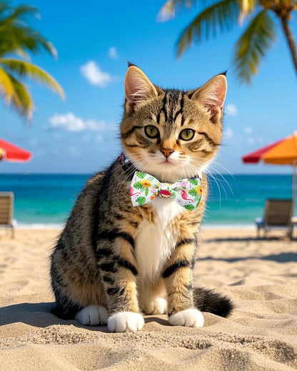 PET SHOW 10 Pack Summer Small Dog Bow Ties Sliding Collar Attachments Puppy Cats Hawaiian Bowties for Medium Dogs Floral Fruit Bowknots Party Holiday Pet Grooming Accessories(Small)