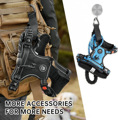 NESTROAD No Pull Dog Harness,Adjustable Oxford Dog Vest Harness with Leash,Reflective No-Choke Pet Harness with Easy Control Soft Handle for Large Dogs(X-Large,Blue)