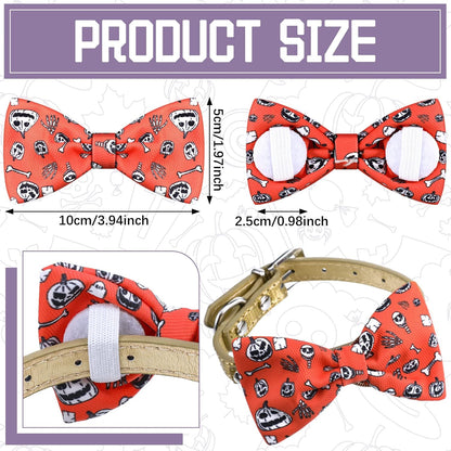 16 Pieces Dog Bow Ties Slide Dog Collar Bows Summer Hawaiian Styles Dog Collar Attachment Bows with Rubber Bands Dog Bow Ties for Large Dogs Spring Summer Grooming Independence Day (Horror Style)