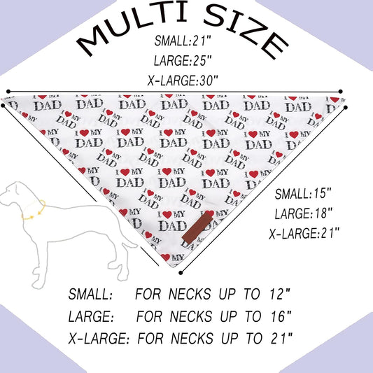 Realeaf Fathers Day Dog Bandanas 2 Pack, Reversible I Love My Dad Pet Scarf for Boy and Girl, Premium Durable Fabric, Bandana for Small Medium Large and Extra Large Dogs (Small)