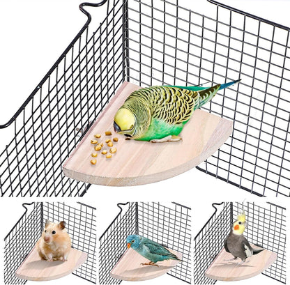 Bird Perch Platform Stand, Bird Corner Parrot Perch Corner, Sector Playground Cage Accessories Shelf for Small Animals Rat Mouse Lovebird Finches Conure Budgie