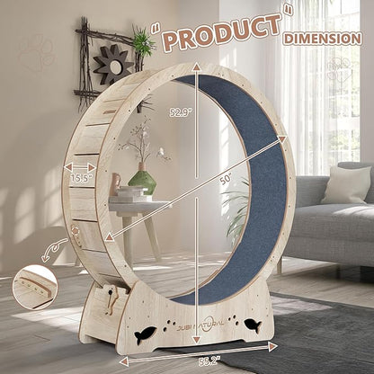 Cat Exercise Wheel, 50" XL Cat Running Wheel for Indoor Cats with Locking Mechanism, Cats Treadmill Wheels with Quiet Carpeted Runway, Cat's Weight Loss and Health
