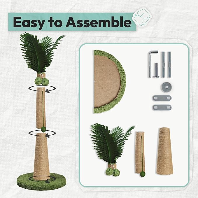 Cat Scratching Post 33 Inch with Hanging Balls, Cat Scratcher for Indoor Kittens, Ultra Stable Base, Paw-Friendly Jute Material, S