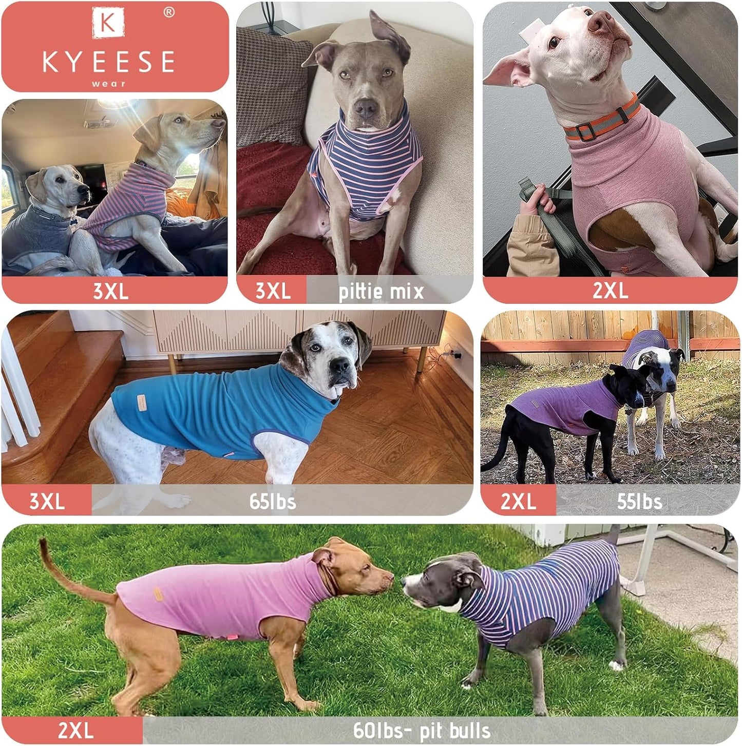 KYEESE 2Pack Dog Sweater Soft Dogs Clothes Stretchy Pets Sweatshirt Warm Pets Coats Pullover Dog Sweaters for Medium Dogs Girl Turtleneck Large Pet Sweater