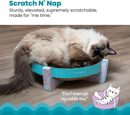 Catstages Scratch Snggle & Rest Elevated Cat Lounger and Cat Scratcher for Relaxing and Play, Includes Catnip