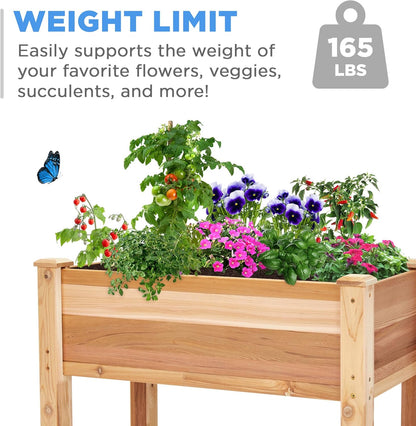 Jumbl Raised Canadian Cedar Garden Bed | Elevated Wood Planter for Growing Fresh Herbs, Vegetables, Flowers, Succulents | 34x18x30”