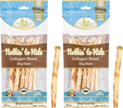 Fieldcrest Farms Nothing to Hide Natural Rawhide Alternative Small Twist Stix for Dogs - (10 Sticks) All Natural Easily Digestible Chews for All Breed Dogs - Great for Dental Health (Pack of 2)