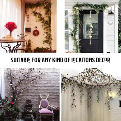 98in Bendable Wall Hanging Artificial Cherry Blossom Tree Vines Fake Reptile Plants Branches Twigs Trunk Garland for 3D Outdoor Bedroom Garden Home Background Halloween X'Mas Decoration