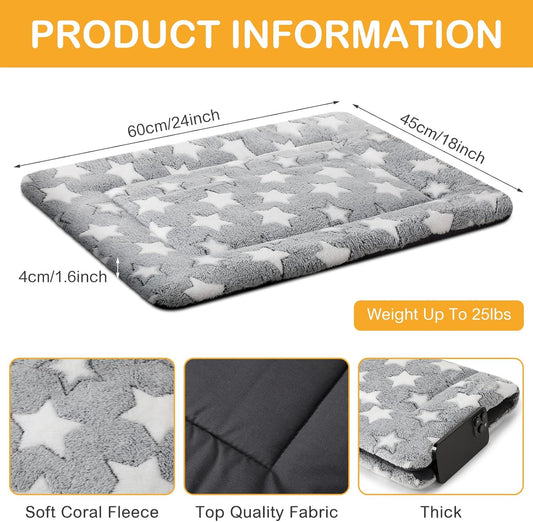 4 Pcs Washable Dog Crate Mat Kennel Pad Replaceable Reversible Pet Bed Pad for Crate Pet, Sleeping Mat for Small, Medium, Large Dog Machine Washable(18 x 24 x 1.6 Inch,Gray)