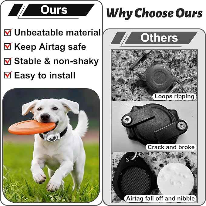 SANKALA Airtag Dog Collar Holder, Chew-Proof Stainless Steel & Waterproof Airtag Holder, Slide-On Opening Design, Fits Snap Closure Collars, Full Coverage Protective Case (Medium, 1 Pack)