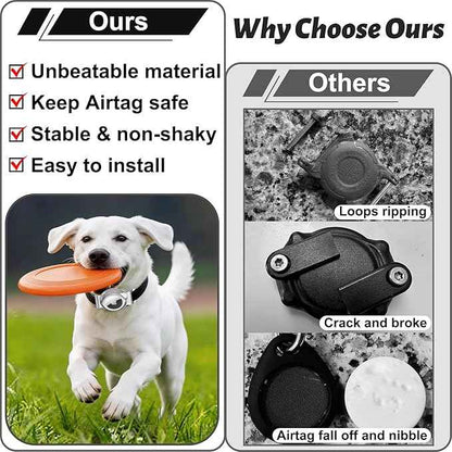 SANKALA Airtag Dog Collar Holder, Chew-Proof Stainless Steel & Waterproof Airtag Holder, Slide-On Opening Design, Fits Snap Closure Collars, Full Coverage Protective Case (Medium, 1 Pack)