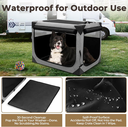 Dog Crate, Collapsible Soft Travel Crate for Large Dogs (3 Year Warranty), Indoor & Outdoor Portable Pet Kennel with Chew-Proof Mesh Window (Dark Gray, 30" L x 21" W x 21" H)