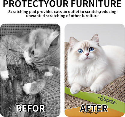 Cat Scratching Board, Corrugate Cat Scratcher for Indoor Cats with Catnip, Cat Scratch Pad with Scratch Textures Design, Cardboard Cat Scratcher with Double-Sided Usability