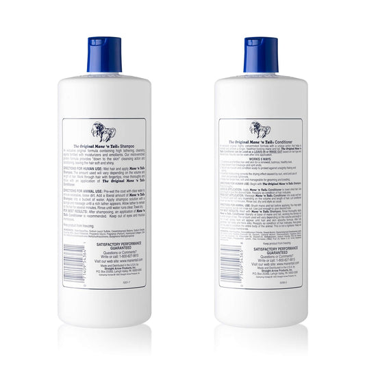 Mane 'N Tail Shampoo & Conditioner Combo Set (32 oz Each) For Horses and Humans For A "Down to the Skin" Cleansing and Conditioning