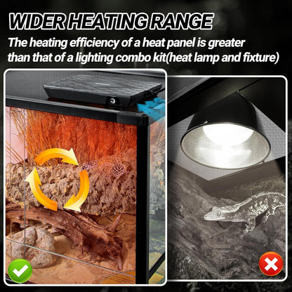 REPTI ZOO Reptile Heat Panel Adjustable Temperature Reptile Heating Plate, Non-Light Heating Solution with Expanded Heating Range for Hermit Crabs/Leopard Geckos/Turtles/Snakes/Lizards