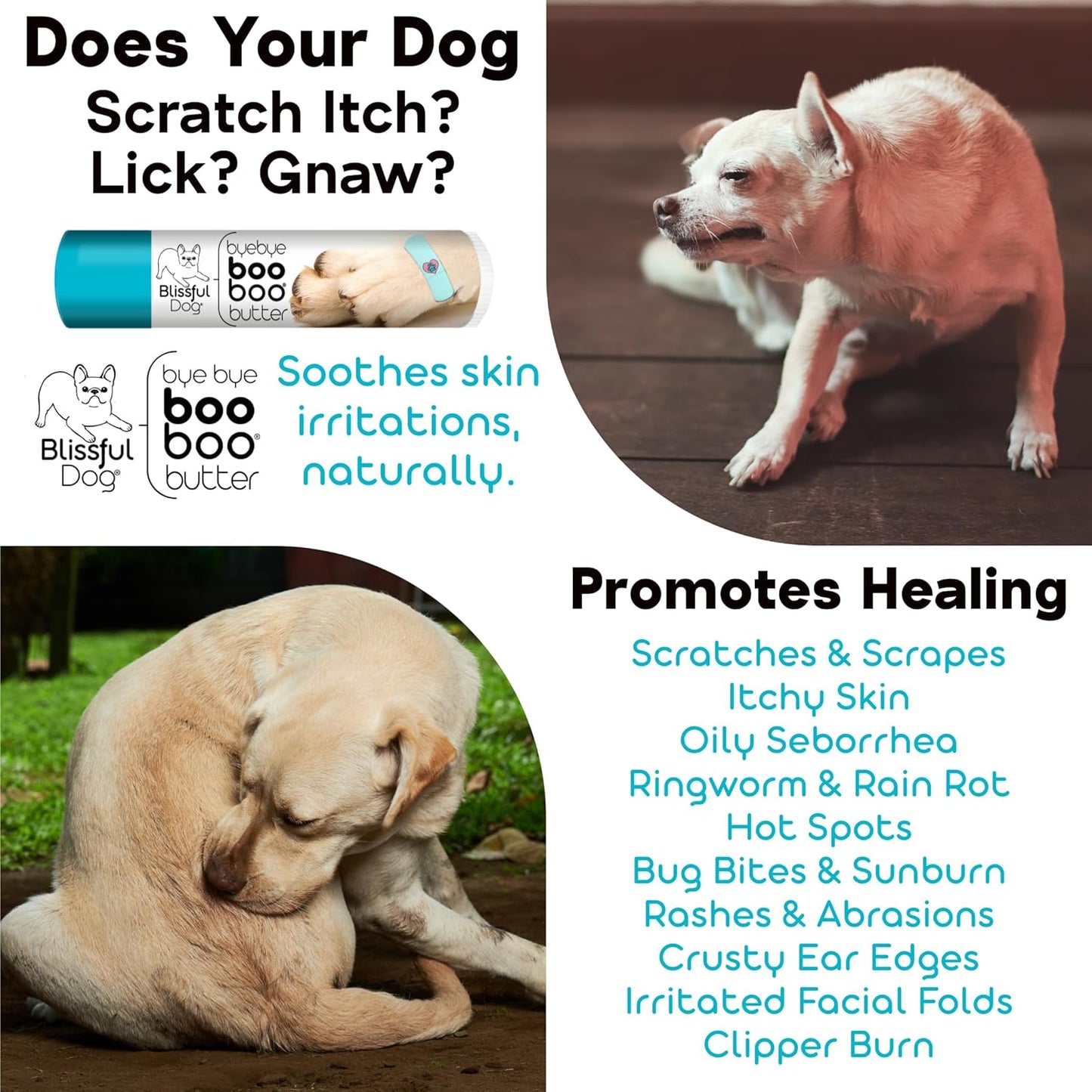 The Blissful Dog Olde English Bulldogge Boo Boo Butter Soothes Minor Skin Issues, 16 oz.