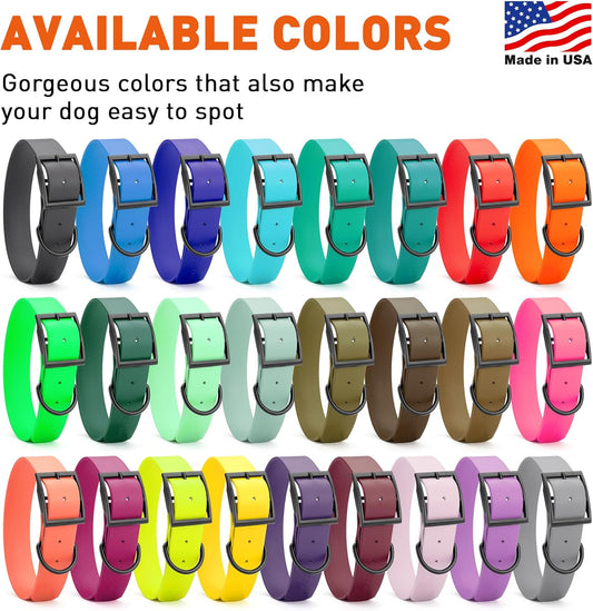 Dogline Biothane Waterproof Dog Collar Strong Coated Nylon Webbing with Black Hardware Odor- Proof for Easy Care Easy to Clean High Performance Fits Small Medium or Large Dogs, Dark Chocolate Brown