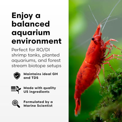 Brightwell Aquatics Caridina GH+ Mineral Supplement Restores Calcium Magnesium Potassium Sodium in Soft RO/DI Water for Shrimp Breeding and Plant Health, 500 ml