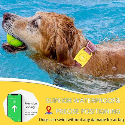 Airtag Dog Collar Holder, [1 Pack] Waterproof Protective Case for Apple AirTag, Durable & Lightweight with Full-Body Protection, Soft Silicone, Yellow