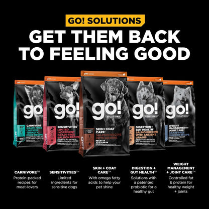 Go! Solutions Skin + Coat Care, Dry Dog Food, Large Breed Adult Salmon Recipe with Grains, 12 lb Bag