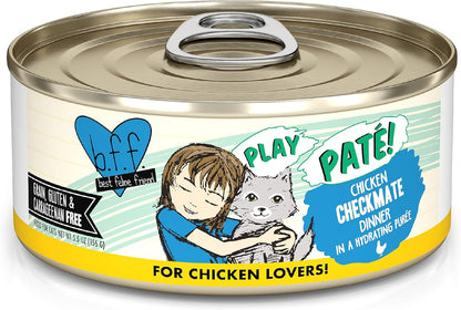 Weruva B.F.F. Play - Best Feline Friend Paté Lovers, Aw Yeah!, Chicken Checkmate with Chicken, 5.5oz Can (Pack of 8)