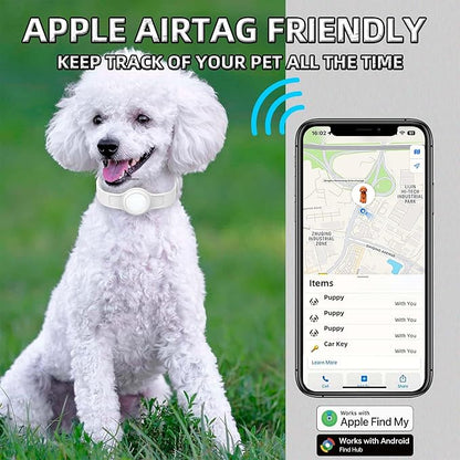 Silicone Dog Tracker Collar, Waterproof Bluetooth Pet Finder Works with Apple Find My & Google, Adjustable Collar for Small Dogs, Puppies & Cats, Fits 3.2”-14” Neck