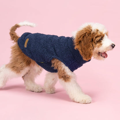 Fitwarm 2 Pack Striped Fleece Dog Sweater, Warm Winter Dog Clothes for Small Dogs Boy Girl, Fuzzy Pet Outfit, Doggy Pullover Jumper, Grey, Navy, Large