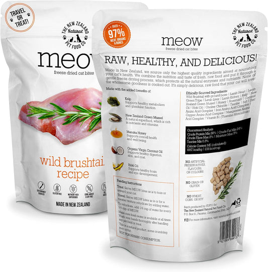 Meow Wild Brushtail Freeze Dried Raw Cat Food, Mixer, or Topper, or Treat - High Protein, Natural, Limited Ingredient Recipe 1.76 oz