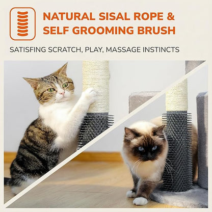 32" 7 Small Cat Tree for Kittens & Senior Cats, Removable Plush Perch, Cozy Condo, Sisal Scratching Post, Compact Cat Tower for Small Spaces w/Cat Toy