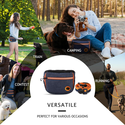 Dog Treat Pouch Bag for Training – Removable Liners, Large Opening Capacity Treat Bag with Clicker, Obedience Cards, Waist Strap Clip Treat Fanny Pack for Dog Training and Walking